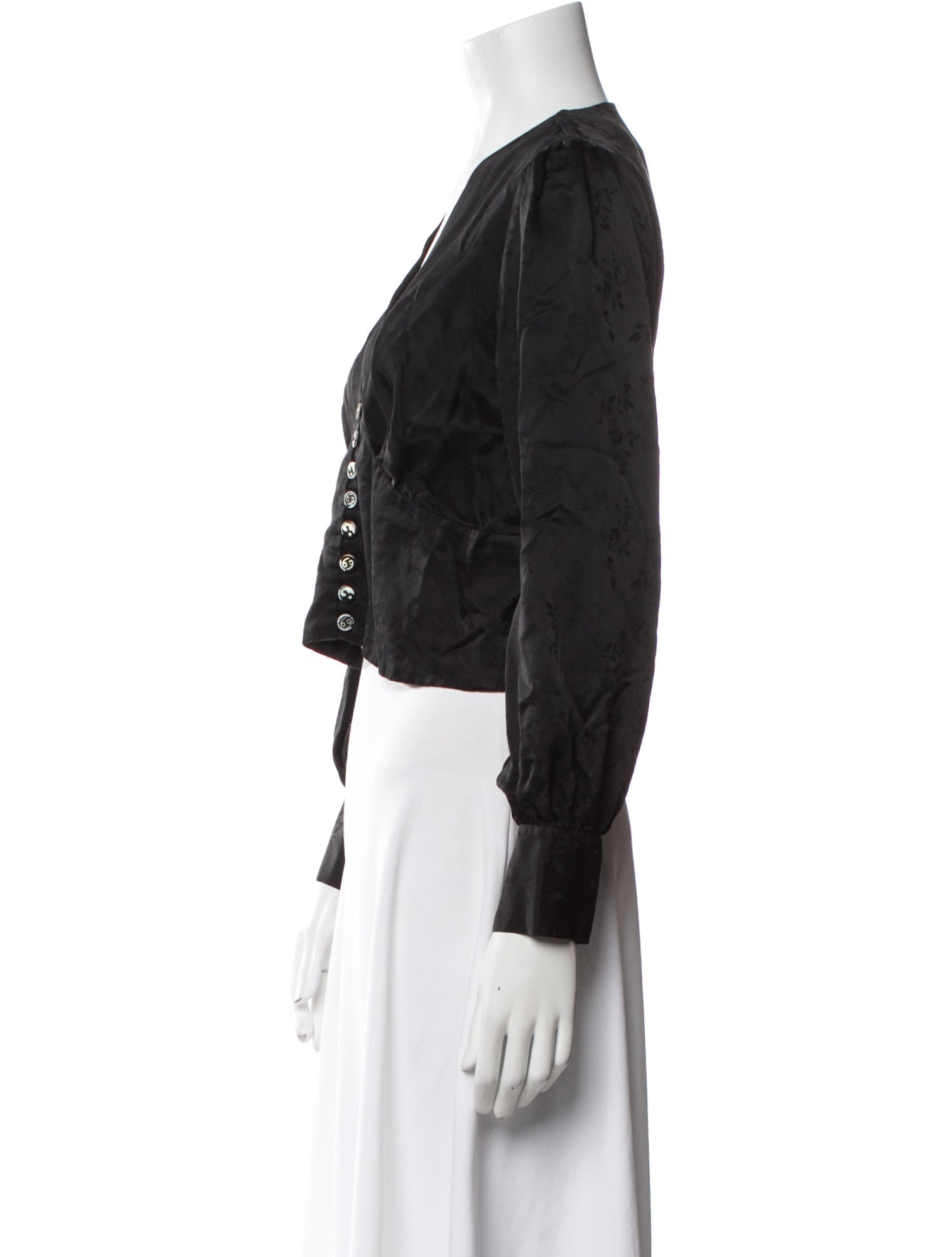 Réalisation Par V-Neck Long Sleeve Crop Top