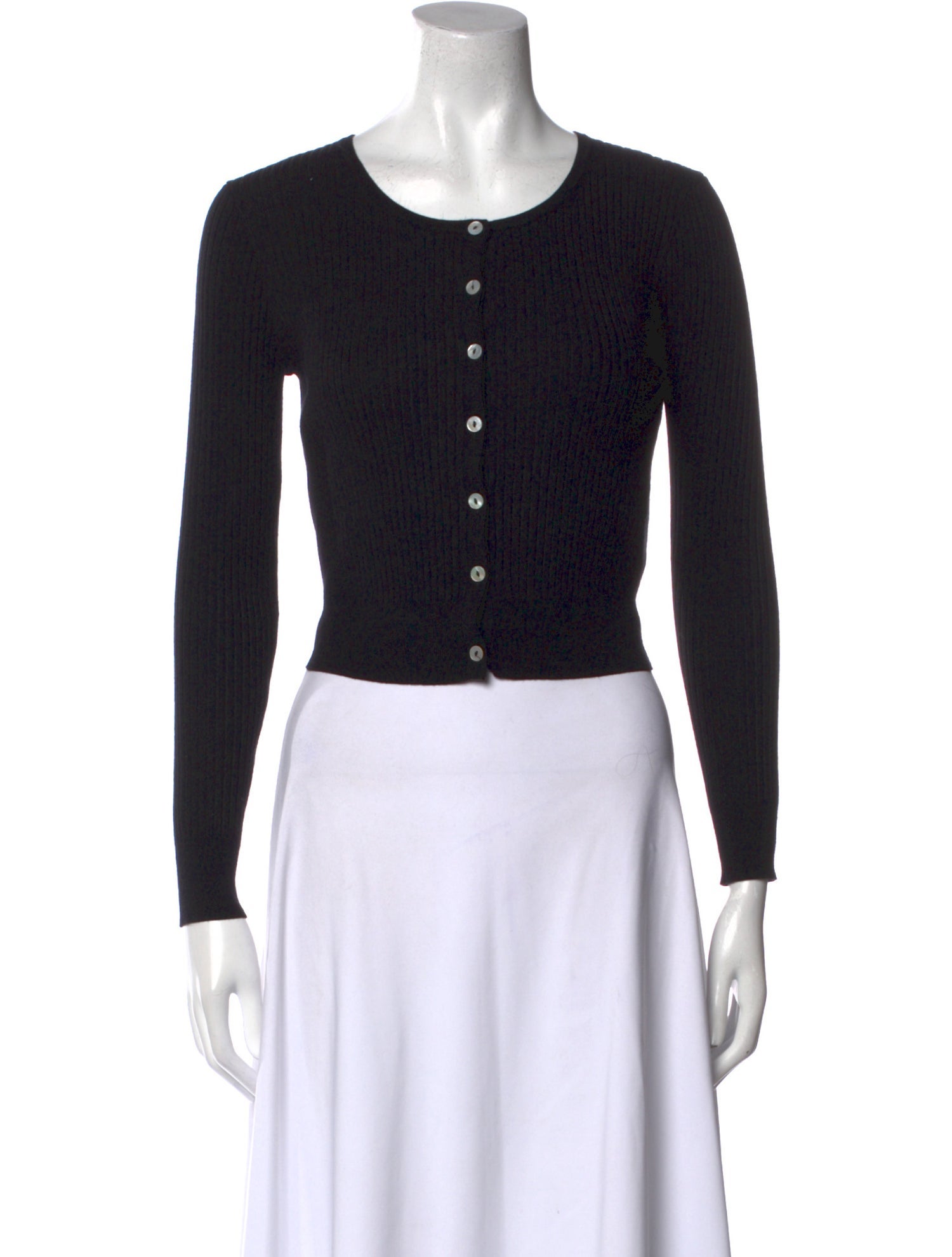 Réalisation Par Scoop Neck Long Sleeve Crop Top