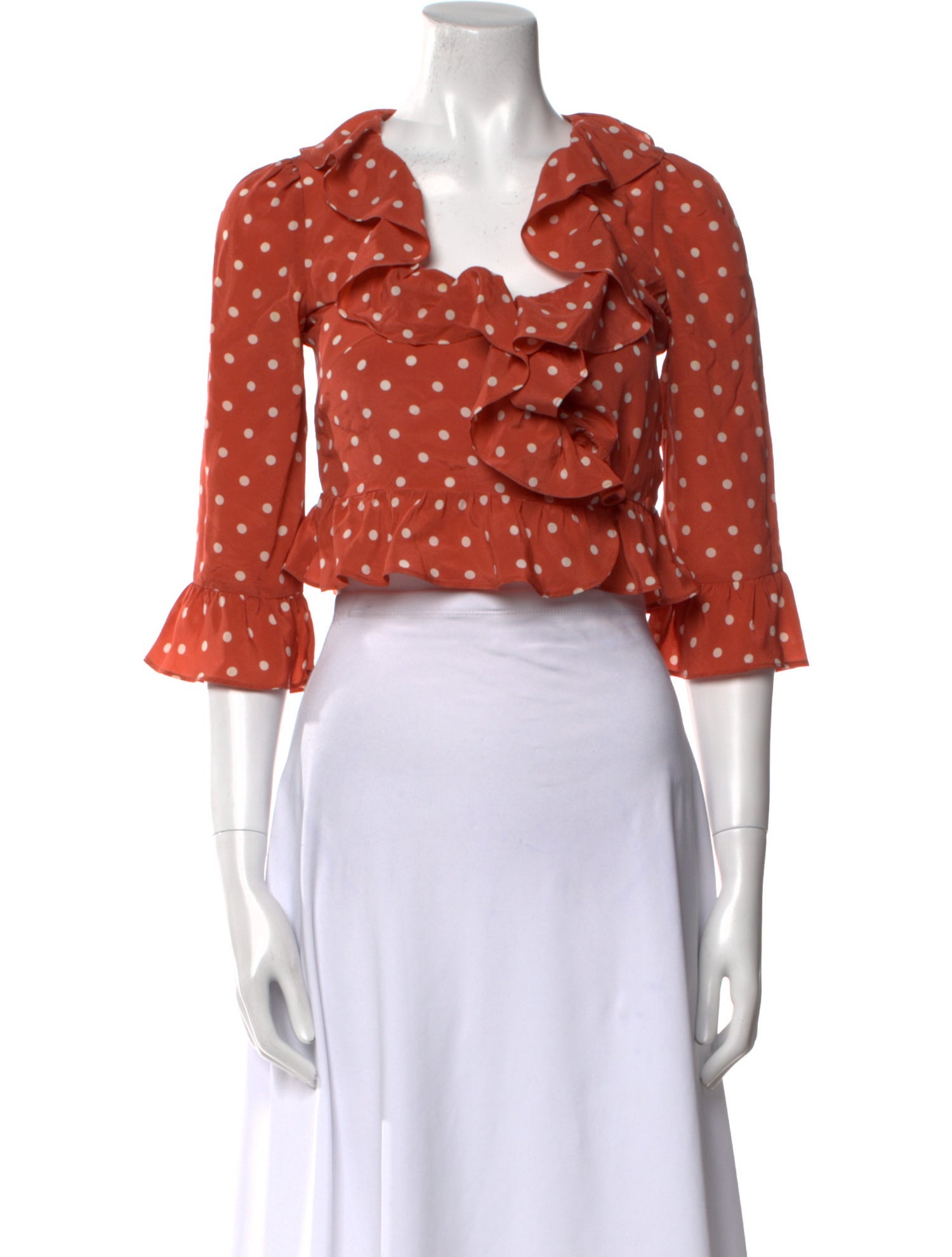 Réalisation Par Silk Polka Dot Print Crop Top