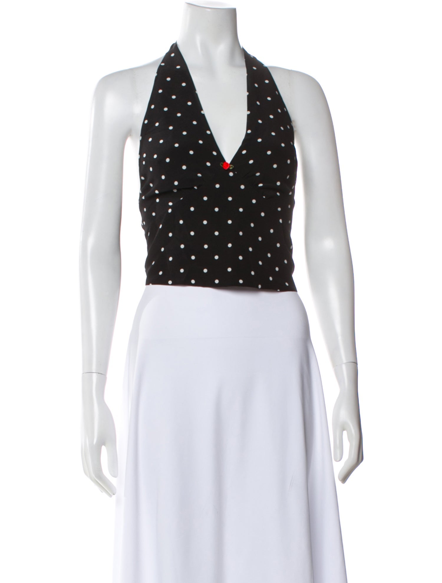 Réalisation Par Polka Dot Print Halterneck Crop Top