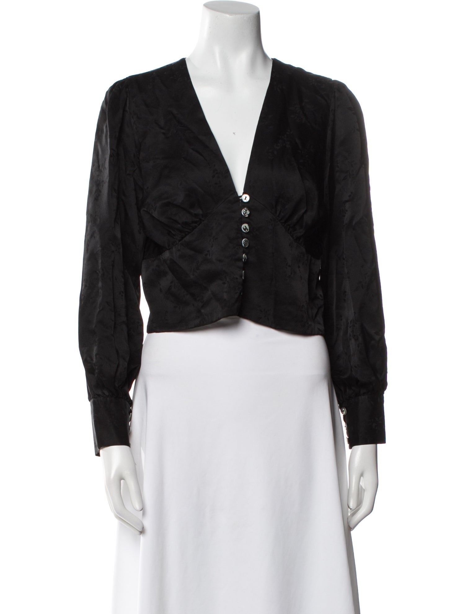 Réalisation Par V-Neck Long Sleeve Crop Top