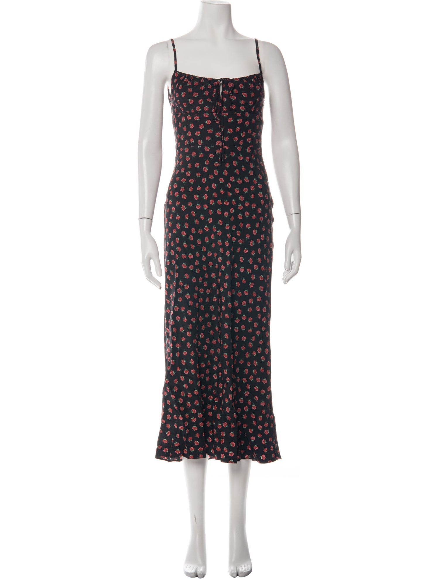Réalisation Par Silk Midi Length Dress - Black Dresses, Clothing - WREAL41753