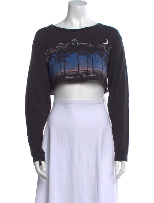 RE/DONE x The ATTICO Graphic Print Bateau Neckline Crop Top