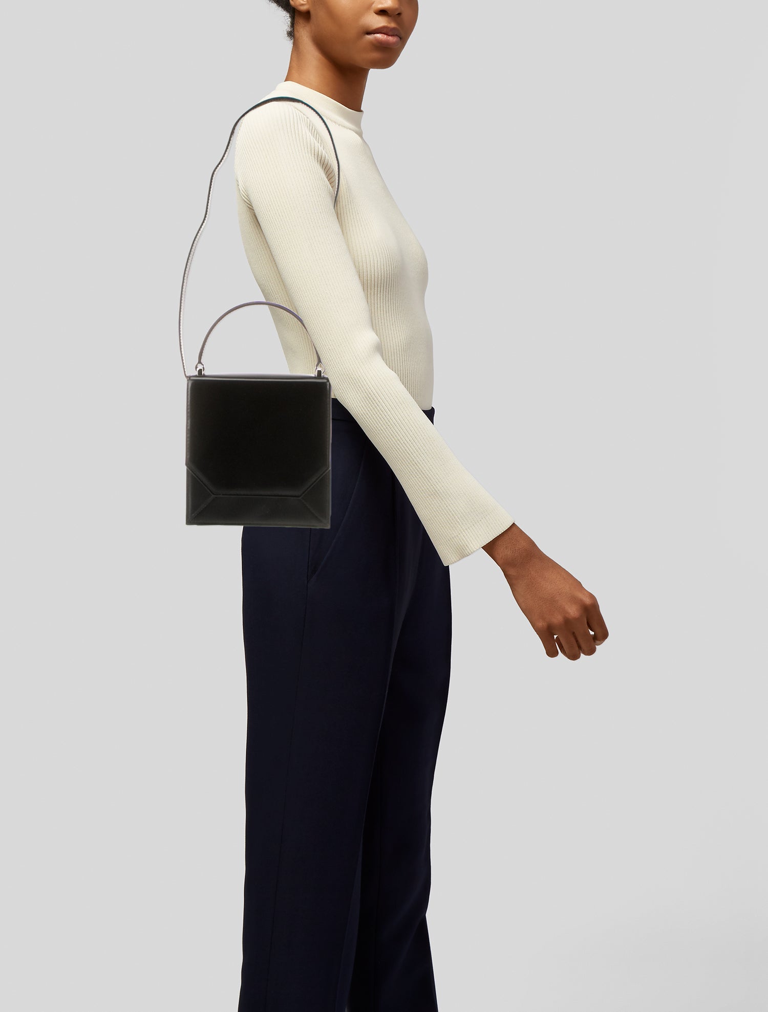 Recto Leather Top Handle Bag