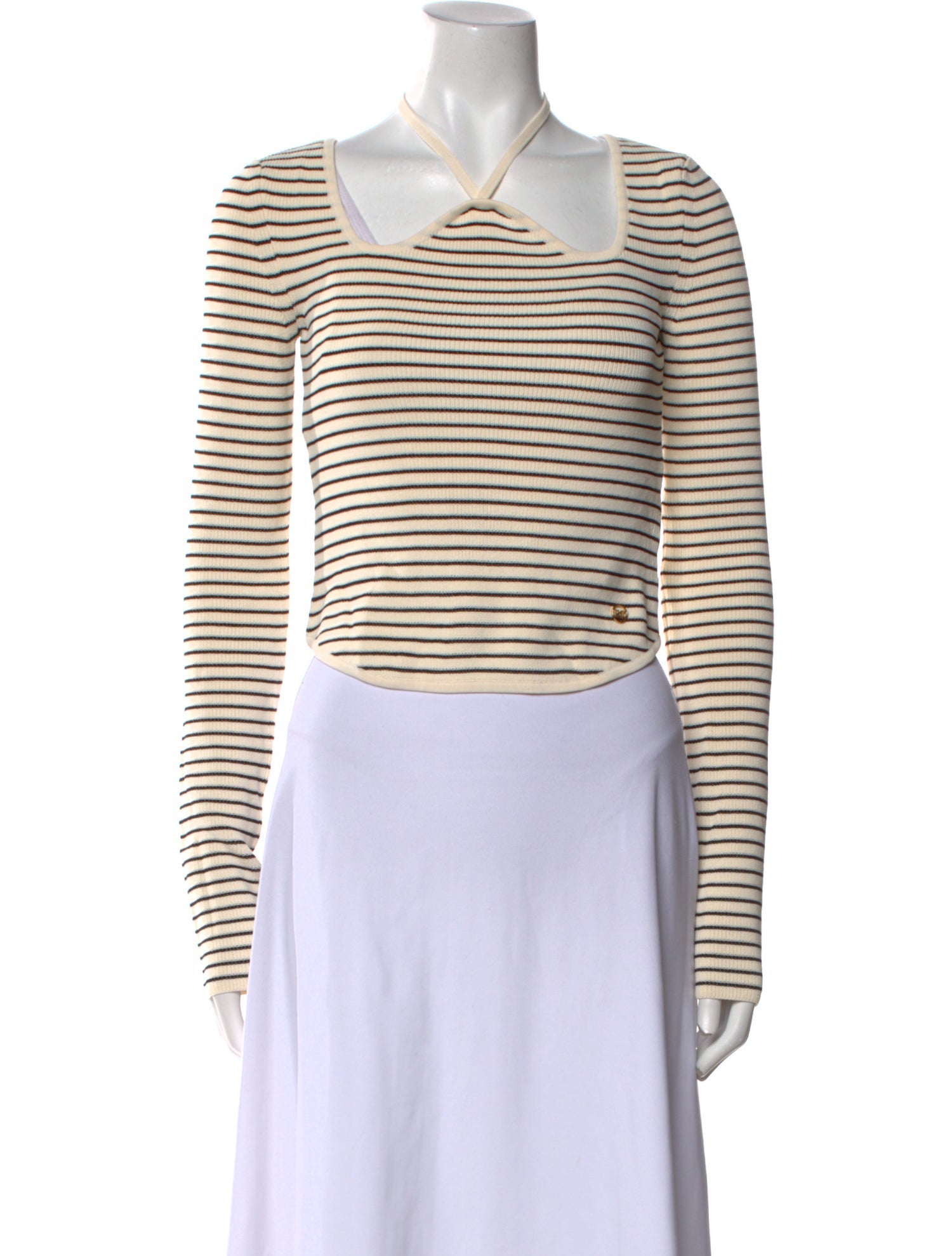 Recto Striped V-Neck Crop Top