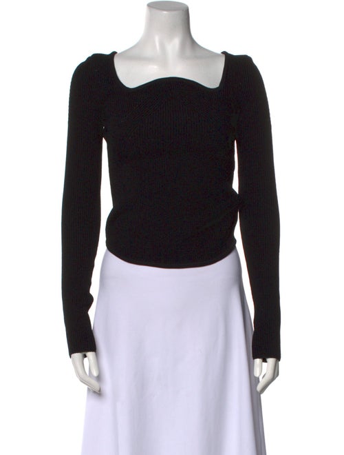 Recto Square Neckline Long Sleeve Crop Top