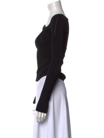 Recto Square Neckline Long Sleeve Crop Top