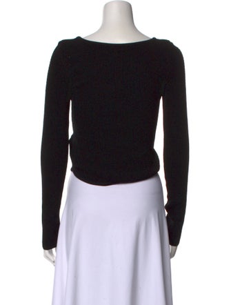 Recto Square Neckline Long Sleeve Crop Top