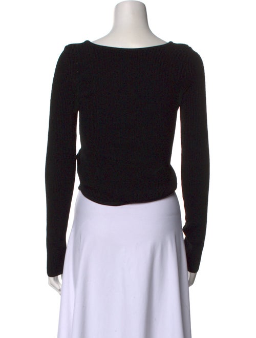 Recto Square Neckline Long Sleeve Crop Top