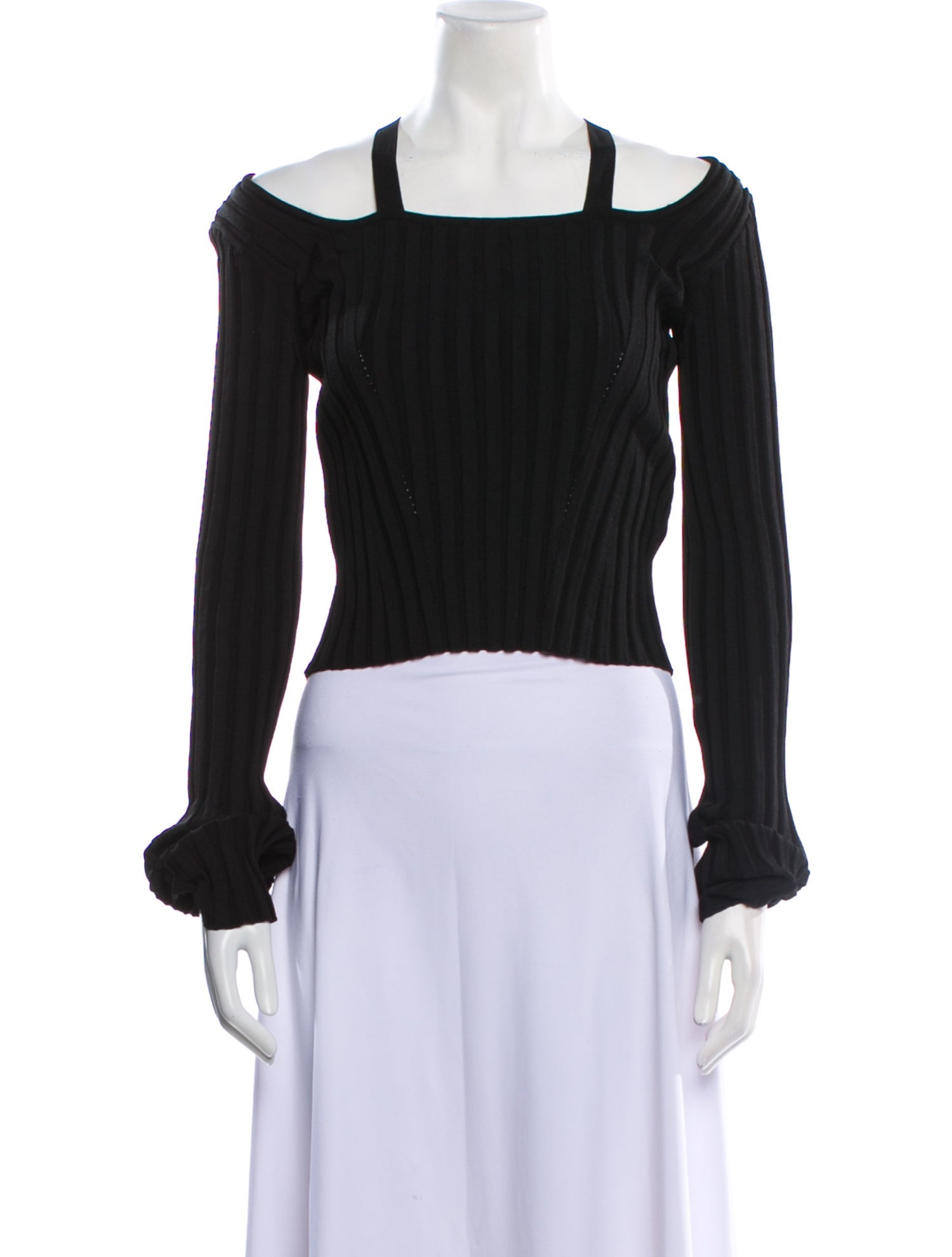 Recto Square Neckline Long Sleeve Crop Top