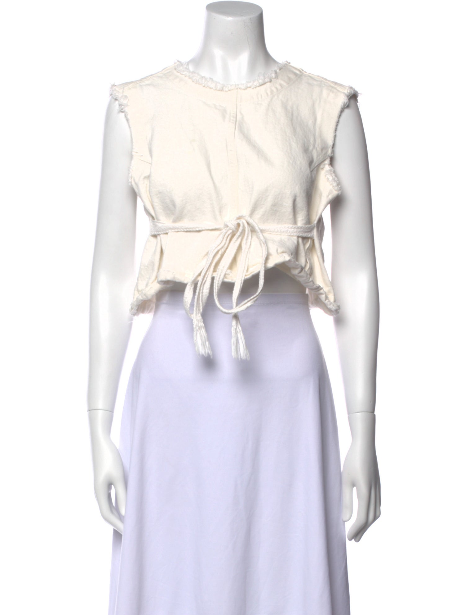 Recto Crew Neck Sleeveless Crop Top