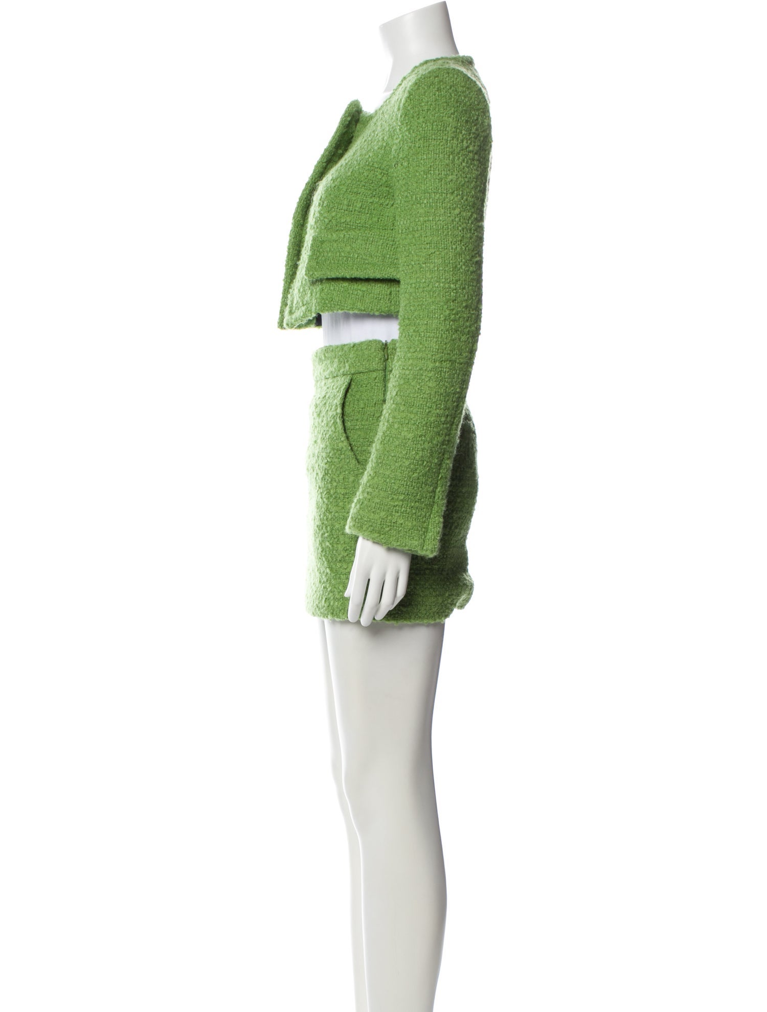 Recto Wool Colorblock Pattern Skirt Suit