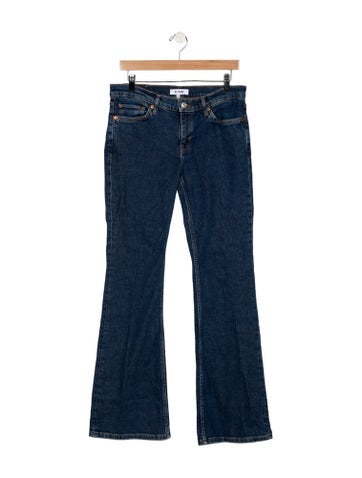 Pre-owned Re/done Mid-rise Flared Jeans In Blue