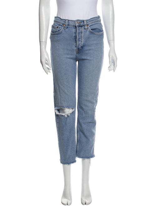 Re/done Mid-Rise Straight Leg Jeans Blue