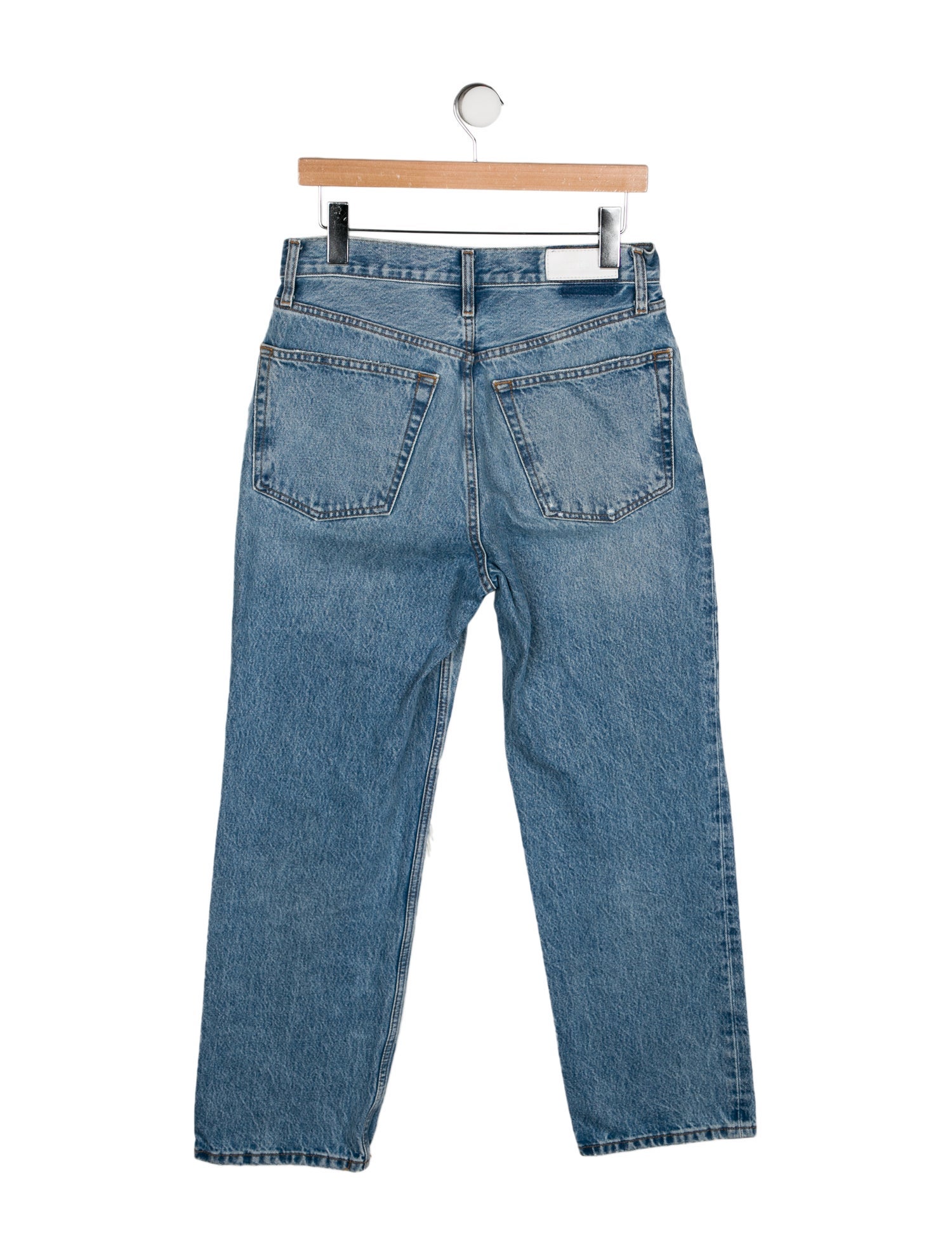 リダンRe/Done High Rise Straight Cuffed RE/DONE High-Rise Straight Leg Jeans - Blue, 12
