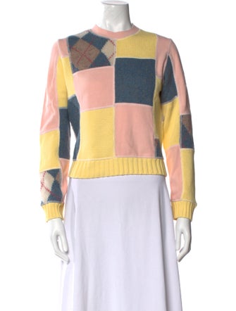 RE/DONE Plaid Print Crew Neck Sweater