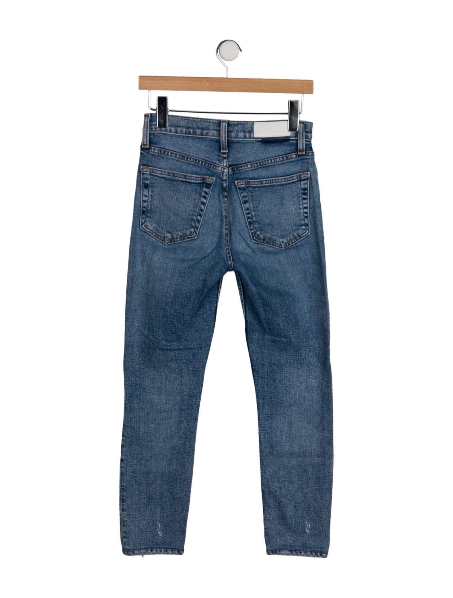 Re/Done Straight Leg Jeans Blue Light Wash with High-Rise