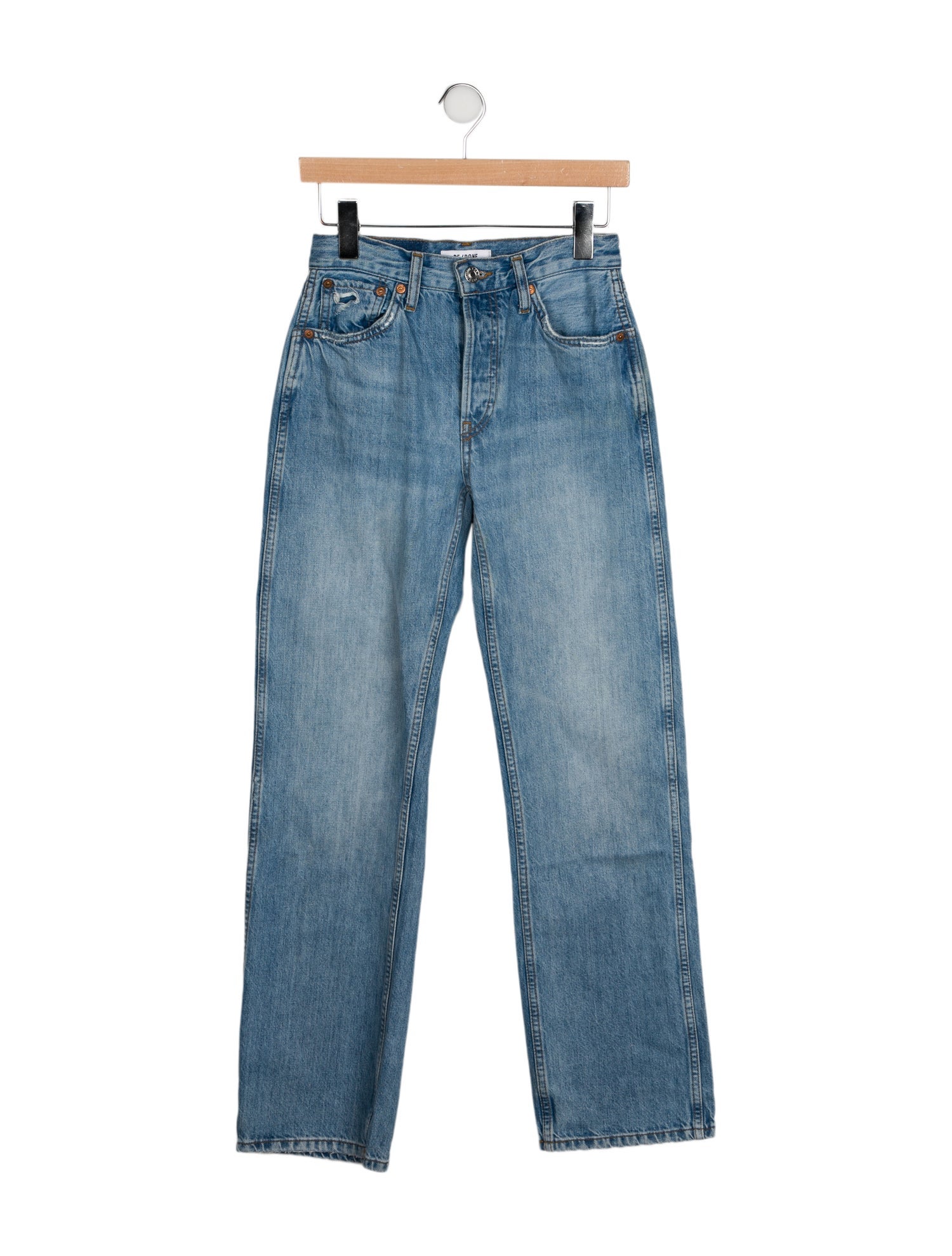 【関税込み】Re/Done ブルー The Mel ジーンズ Re/Done Straight Leg Jeans Blue Light Wash with Mid-Rise 5