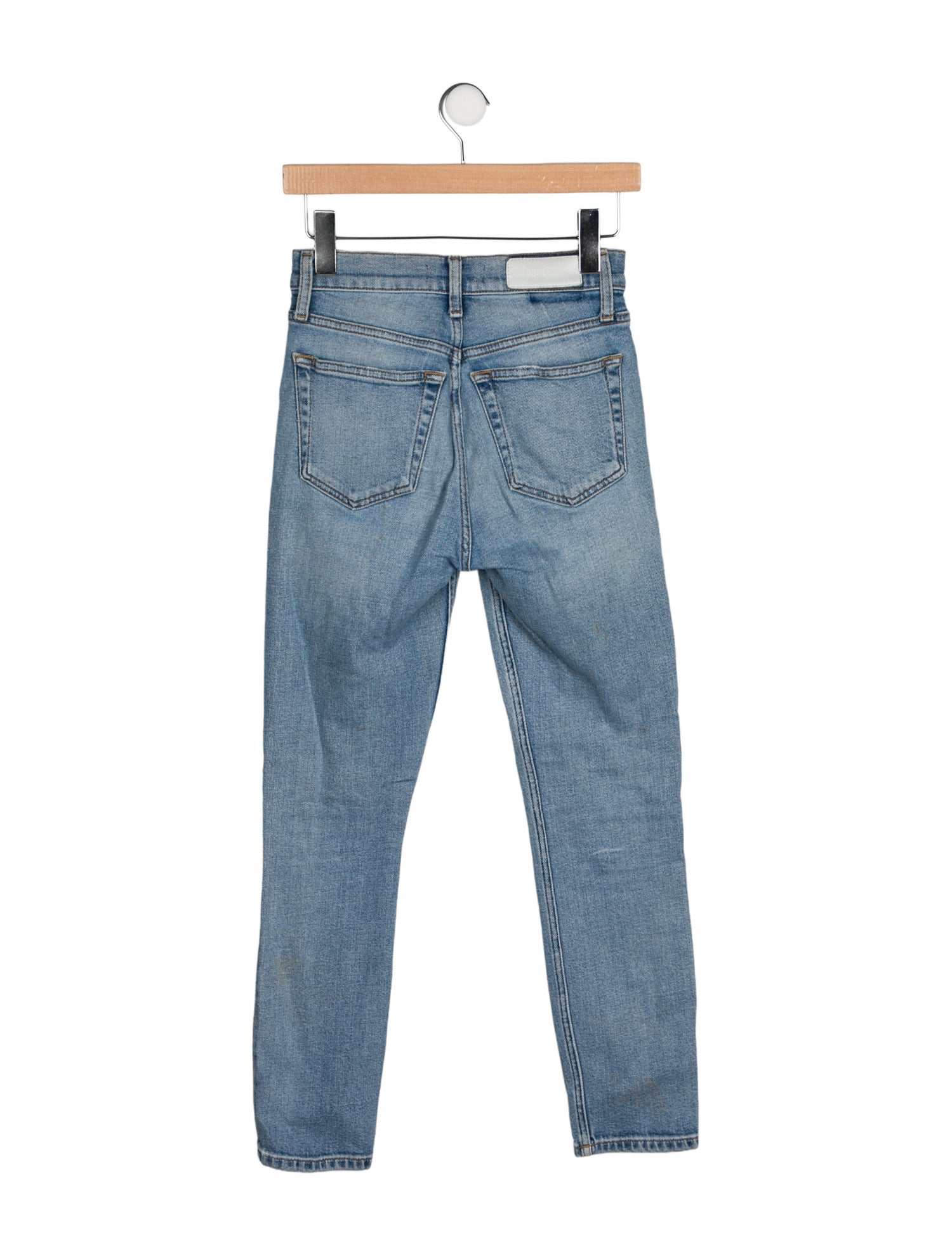 Re/Done Skinny Leg Jeans Blue Light Wash with Mid-Rise