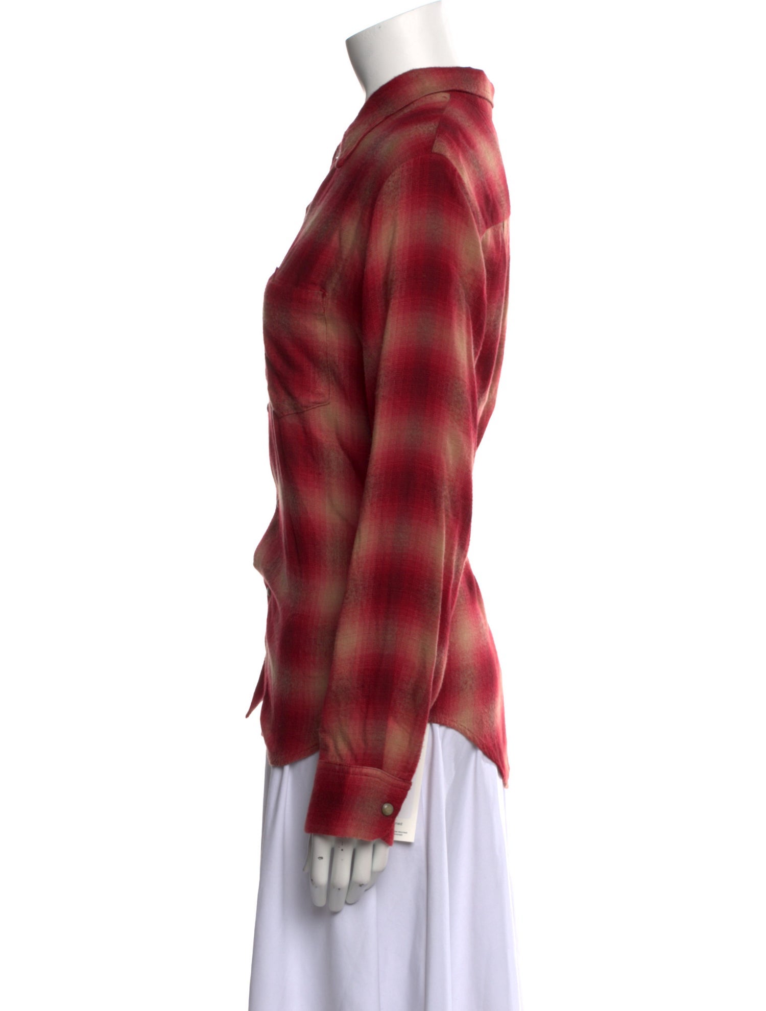 RE/DONE Plaid Print Long Sleeve Button-Up Top