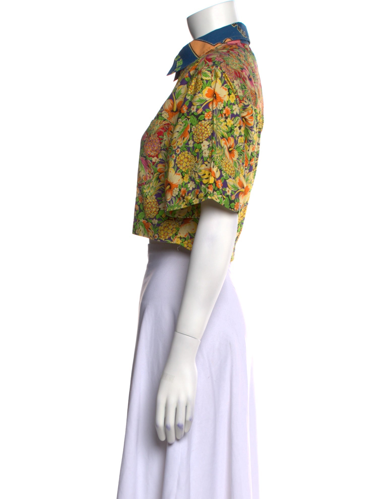 RE/DONE Floral Print Short Sleeve Crop Top