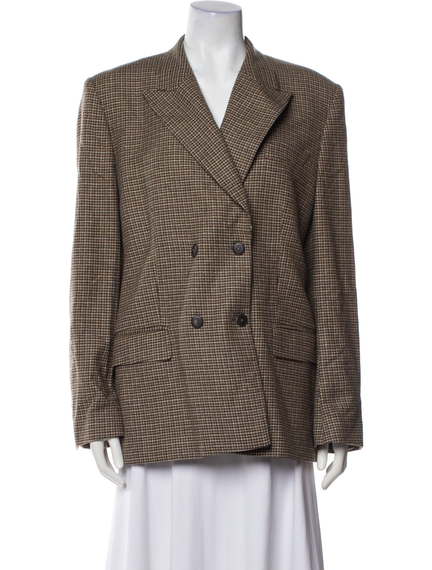 RE/DONE Wool Plaid Print Blazer