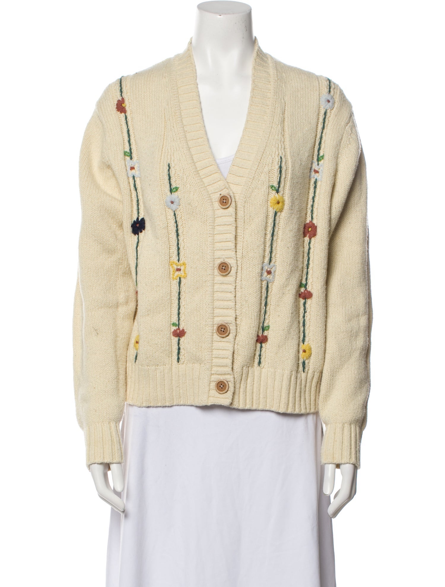 RE/DONE Graphic Print V-Neck Sweater