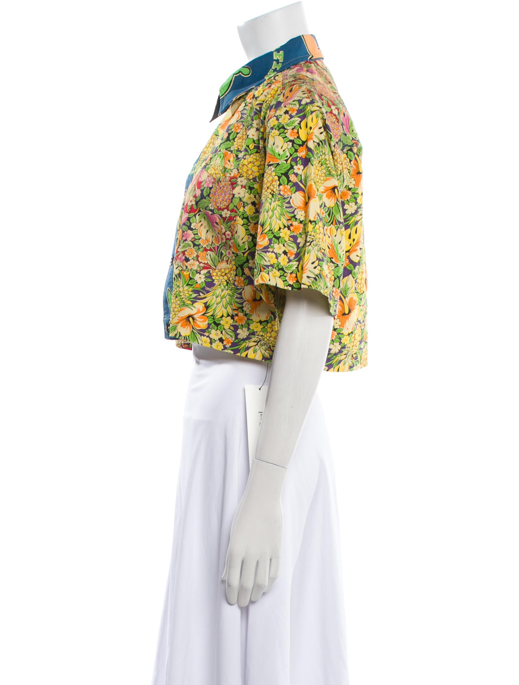 RE/DONE Floral Print Short Sleeve Crop Top