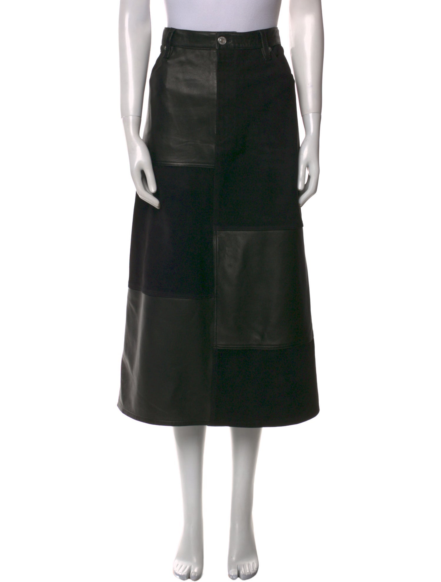 RE/DONE Lamb Leather Midi Length Skirt