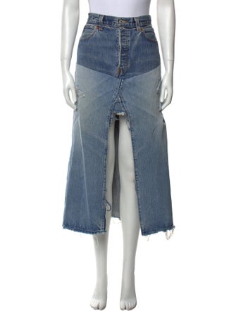 RE/DONE Distressed Accents Midi Length Skirt
