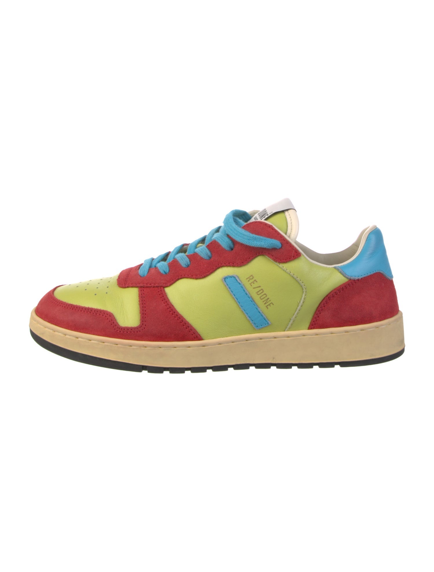 RE/DONE Leather Colorblock Pattern Sneakers