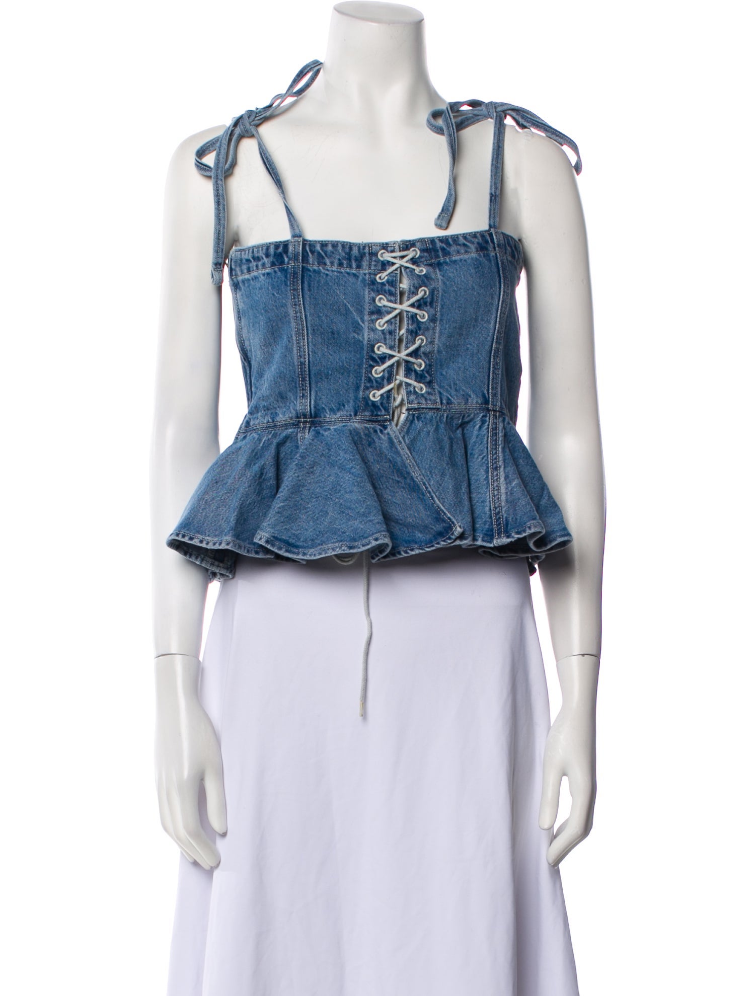 RE/DONE Square Neckline Sleeveless Crop Top