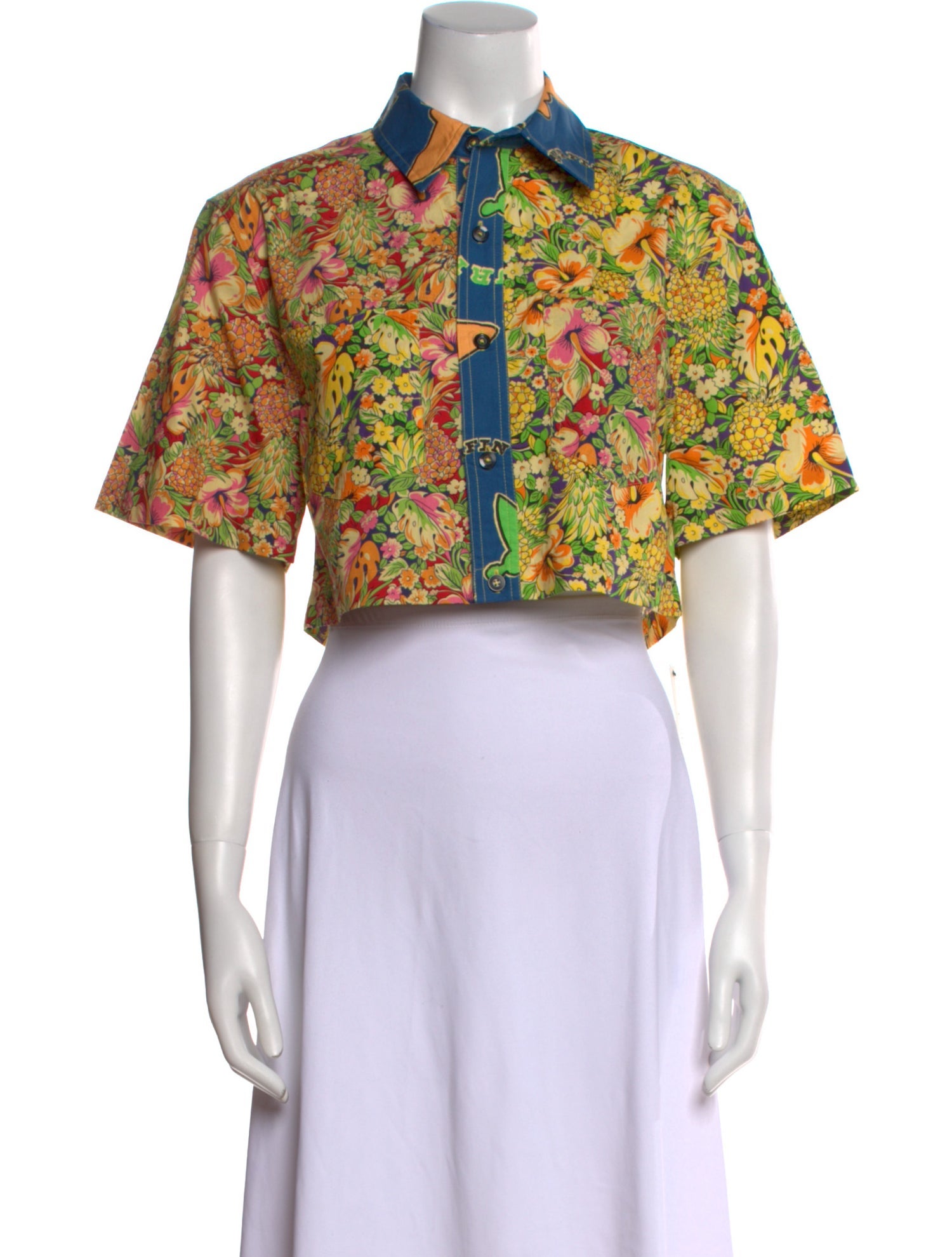 RE/DONE Floral Print Short Sleeve Crop Top w/ Tags