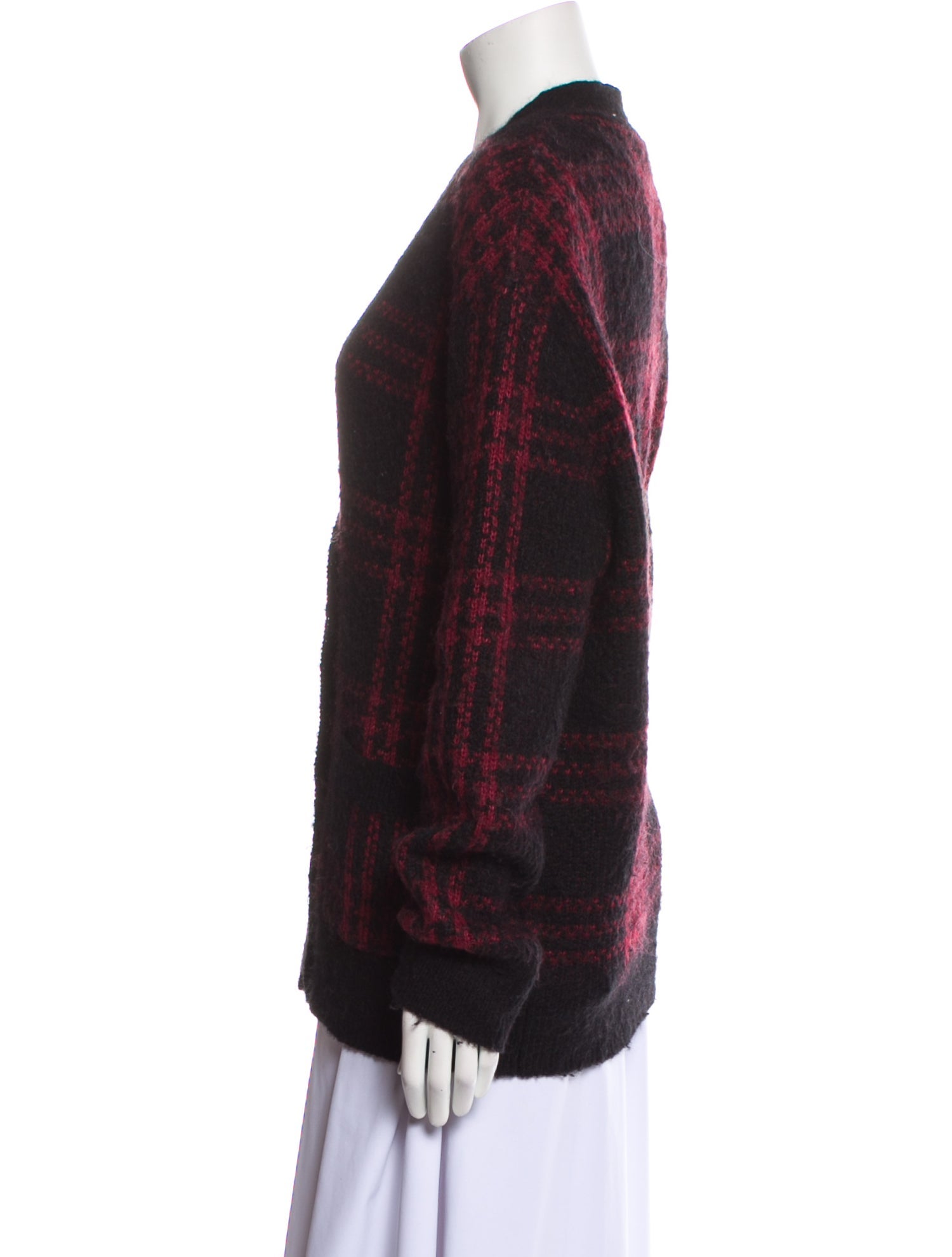 RE/DONE Plaid Print V-Neck Sweater
