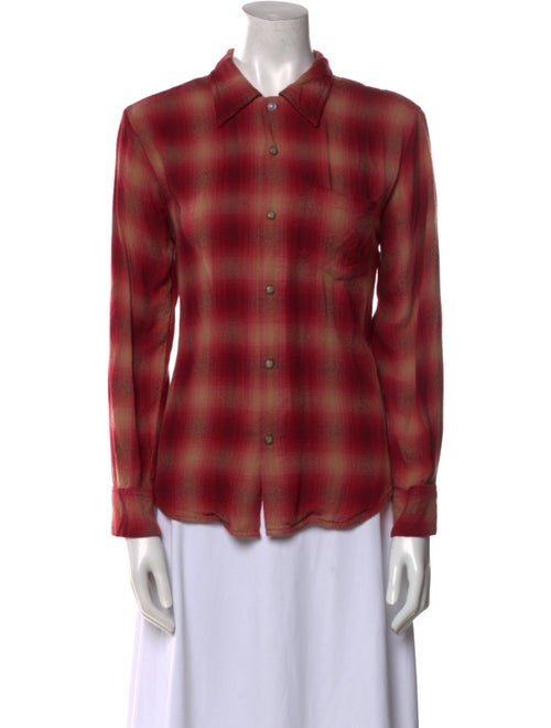 RE/DONE Plaid Print Long Sleeve Button-Up Top
