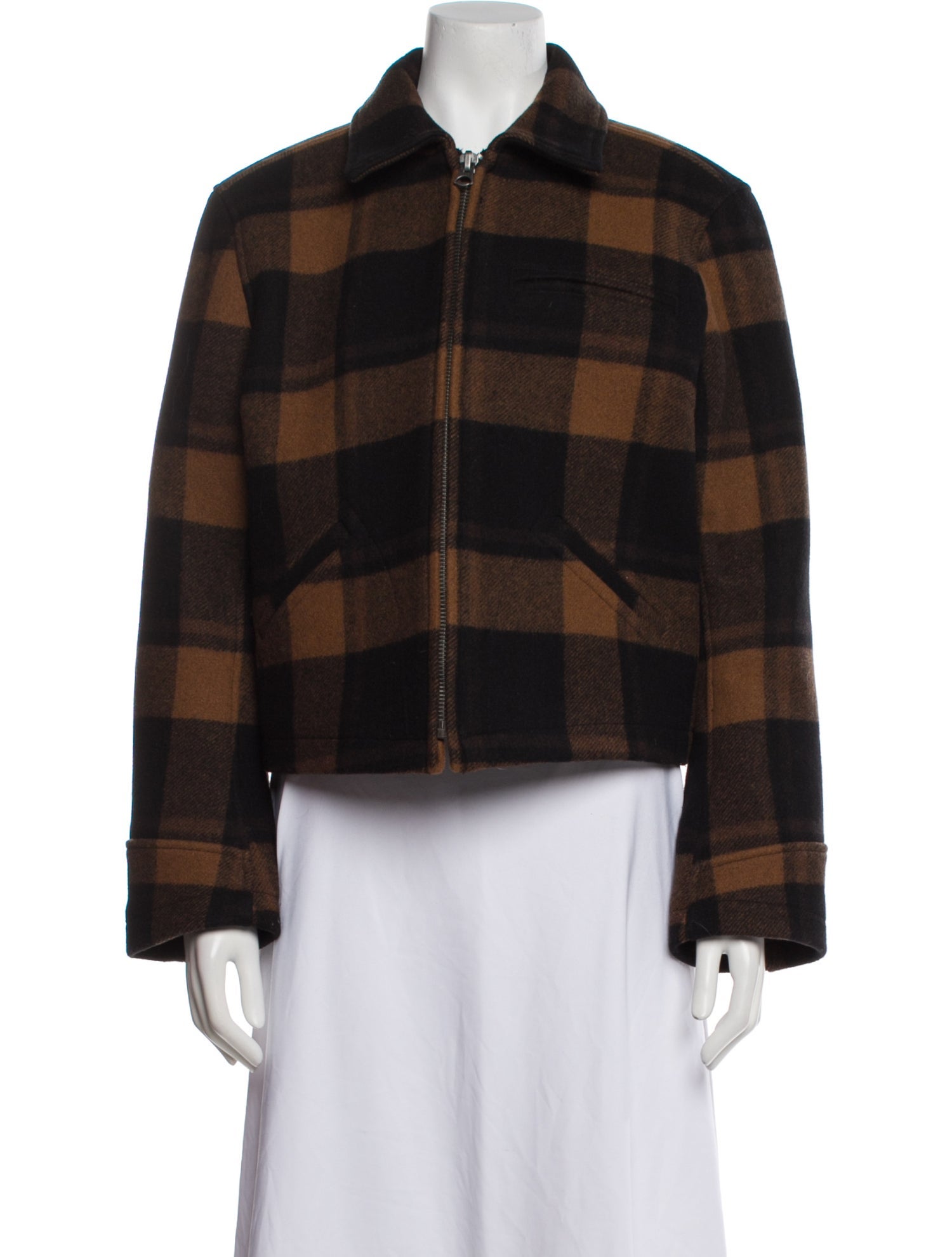 RE/DONE Wool Plaid Print Evening Jacket