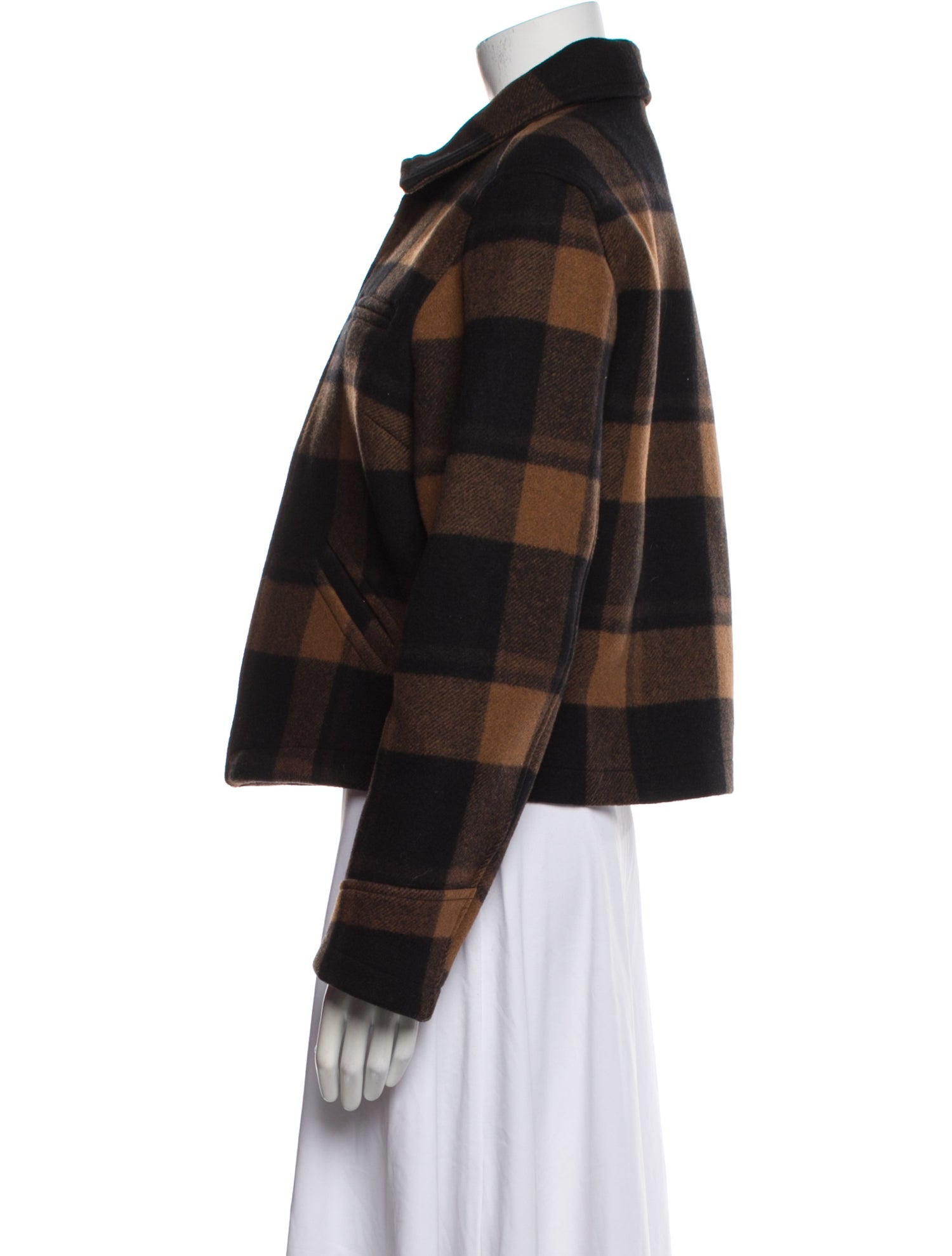 RE/DONE Wool Plaid Print Evening Jacket