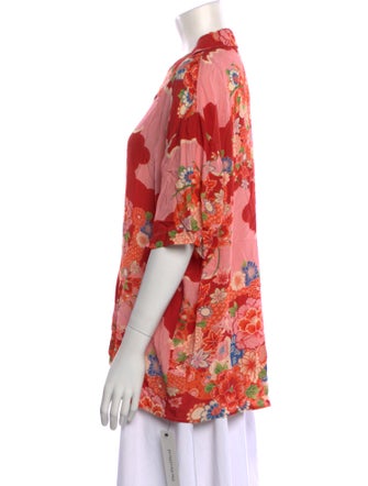 RE/DONE Floral Print Short Sleeve Button-Up Top