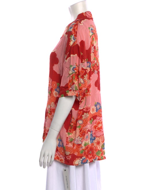 RE/DONE Floral Print Short Sleeve Button-Up Top
