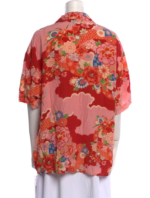 RE/DONE Floral Print Short Sleeve Button-Up Top