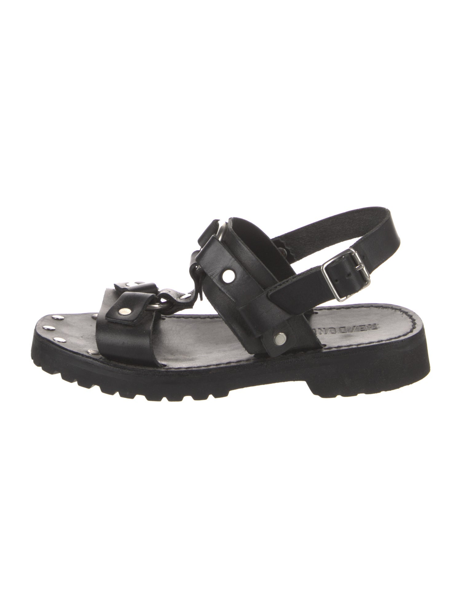 RE/DONE Leather Studded Accents Slingback Sandals