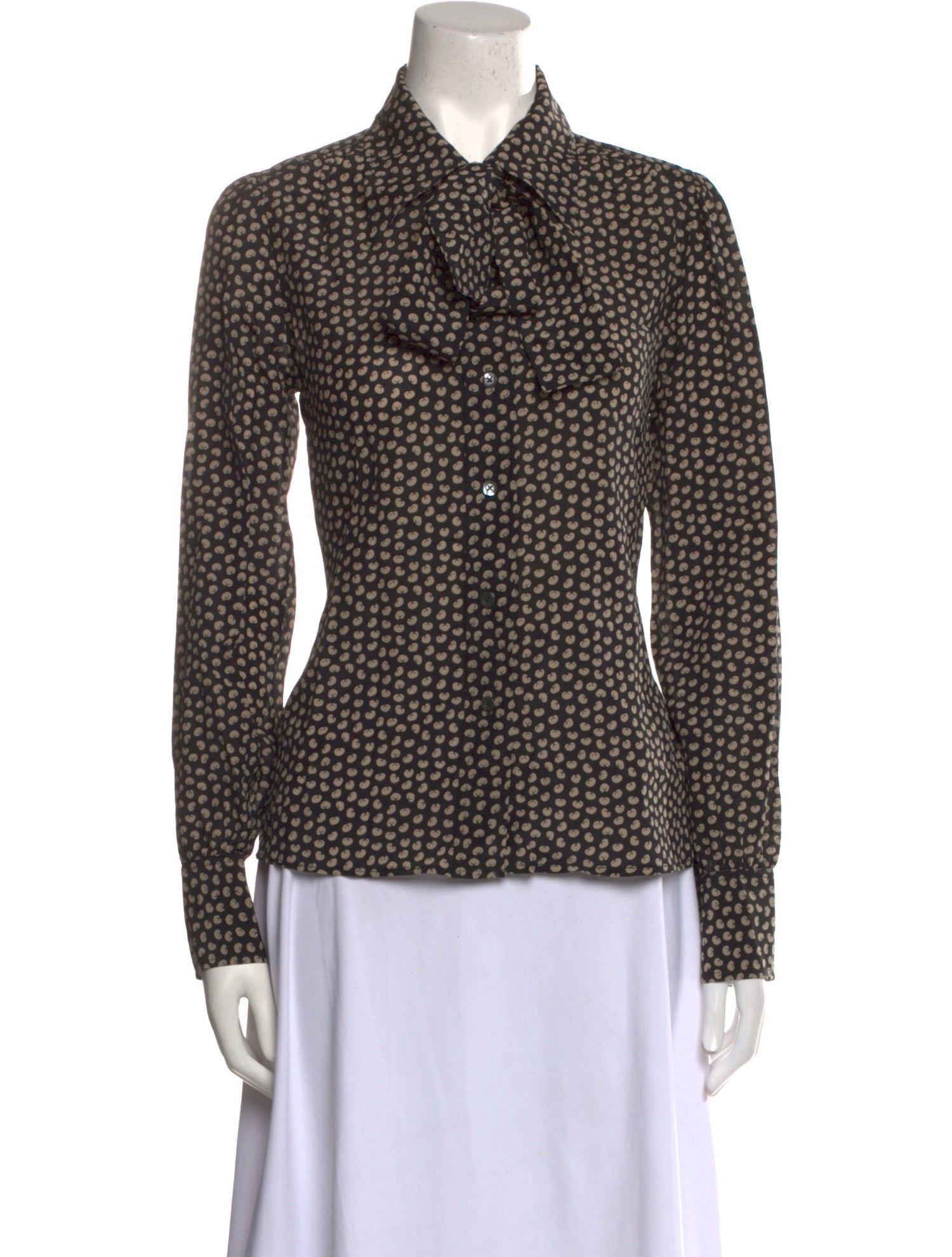 RE/DONE Silk Polka Dot Print Button-Up Top w/ Tags