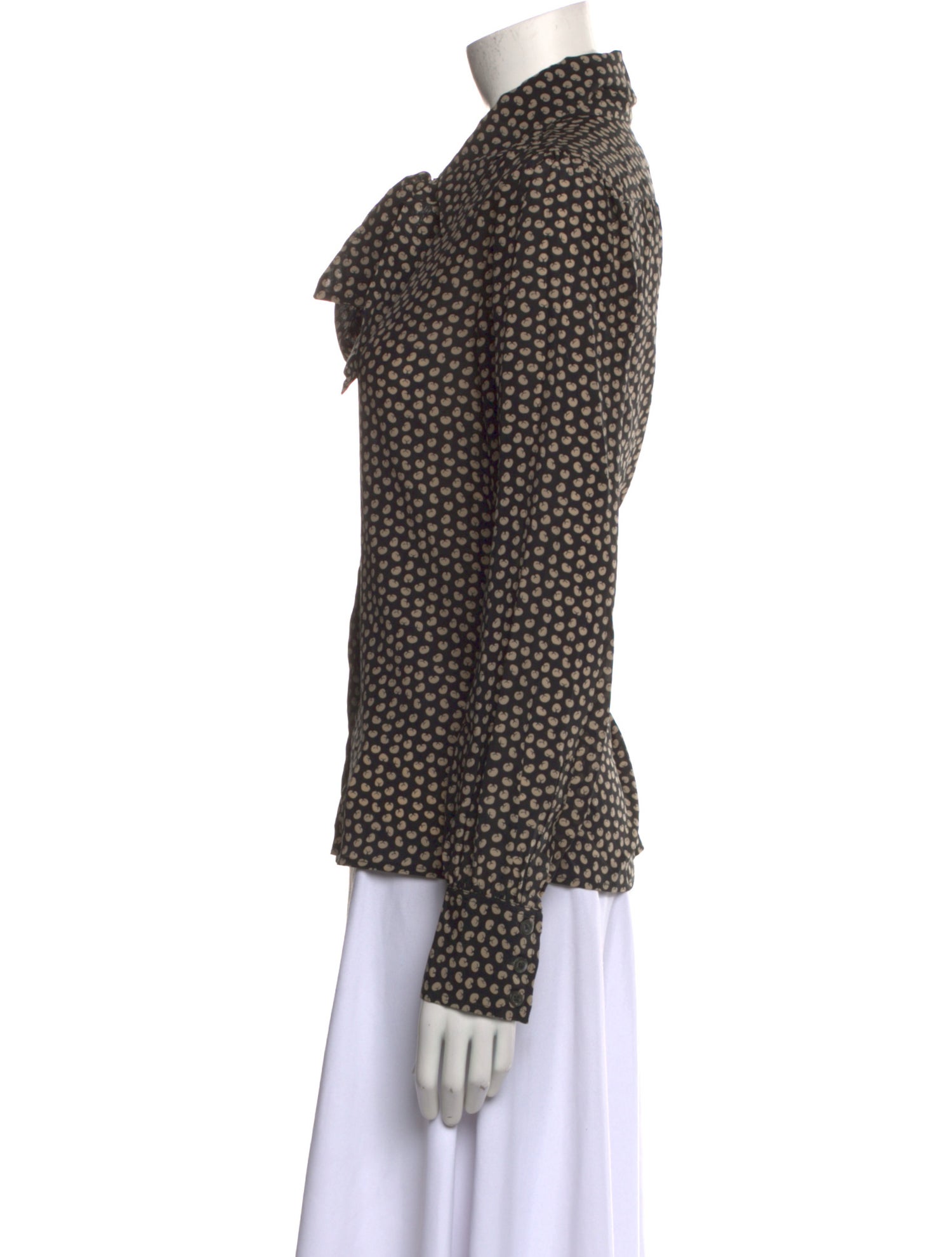 RE/DONE Silk Polka Dot Print Button-Up Top w/ Tags