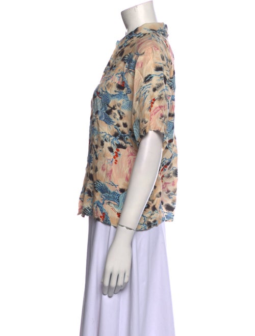 RE/DONE Printed Short Sleeve Button-Up Top