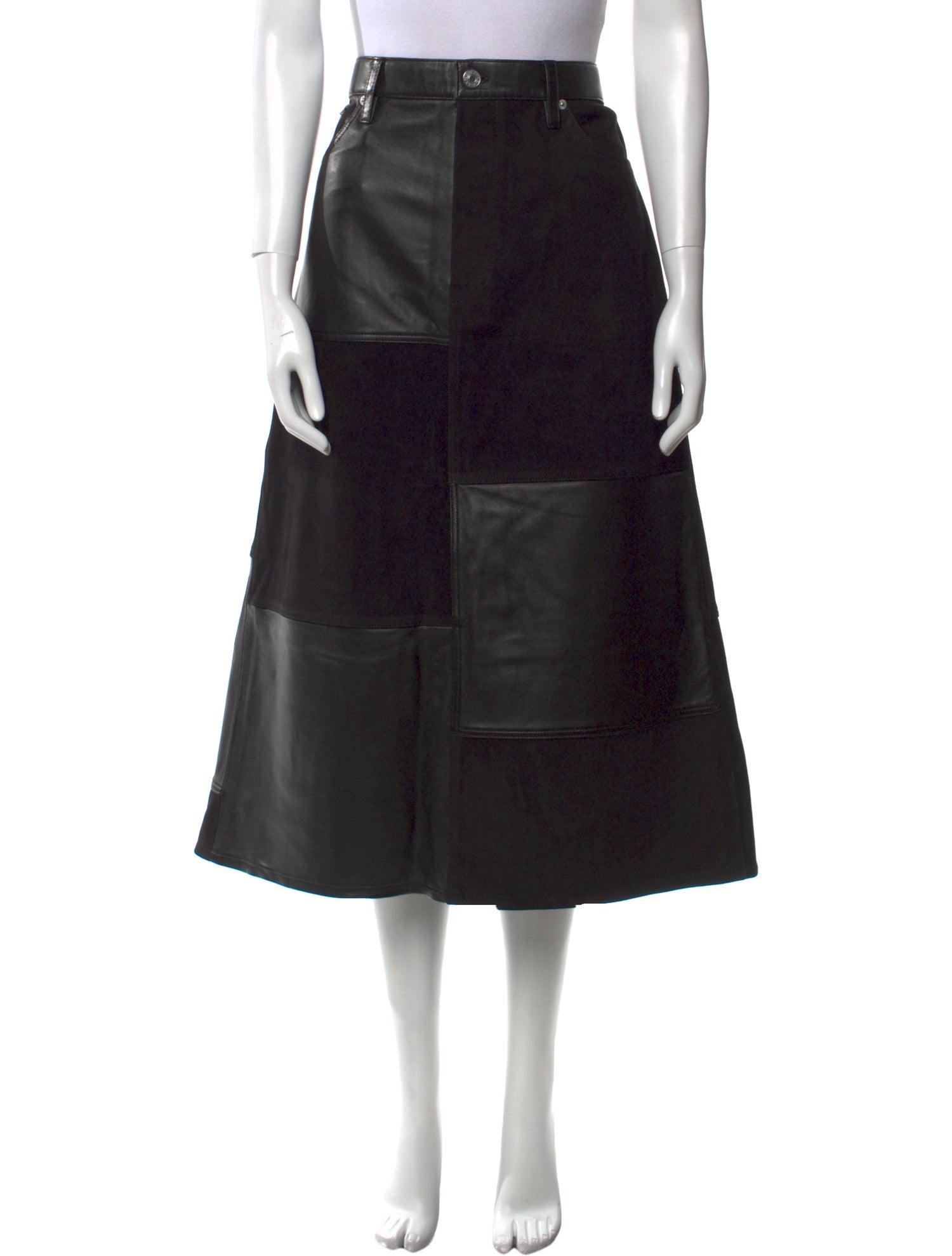 RE/DONE Lamb Leather Midi Length Skirt