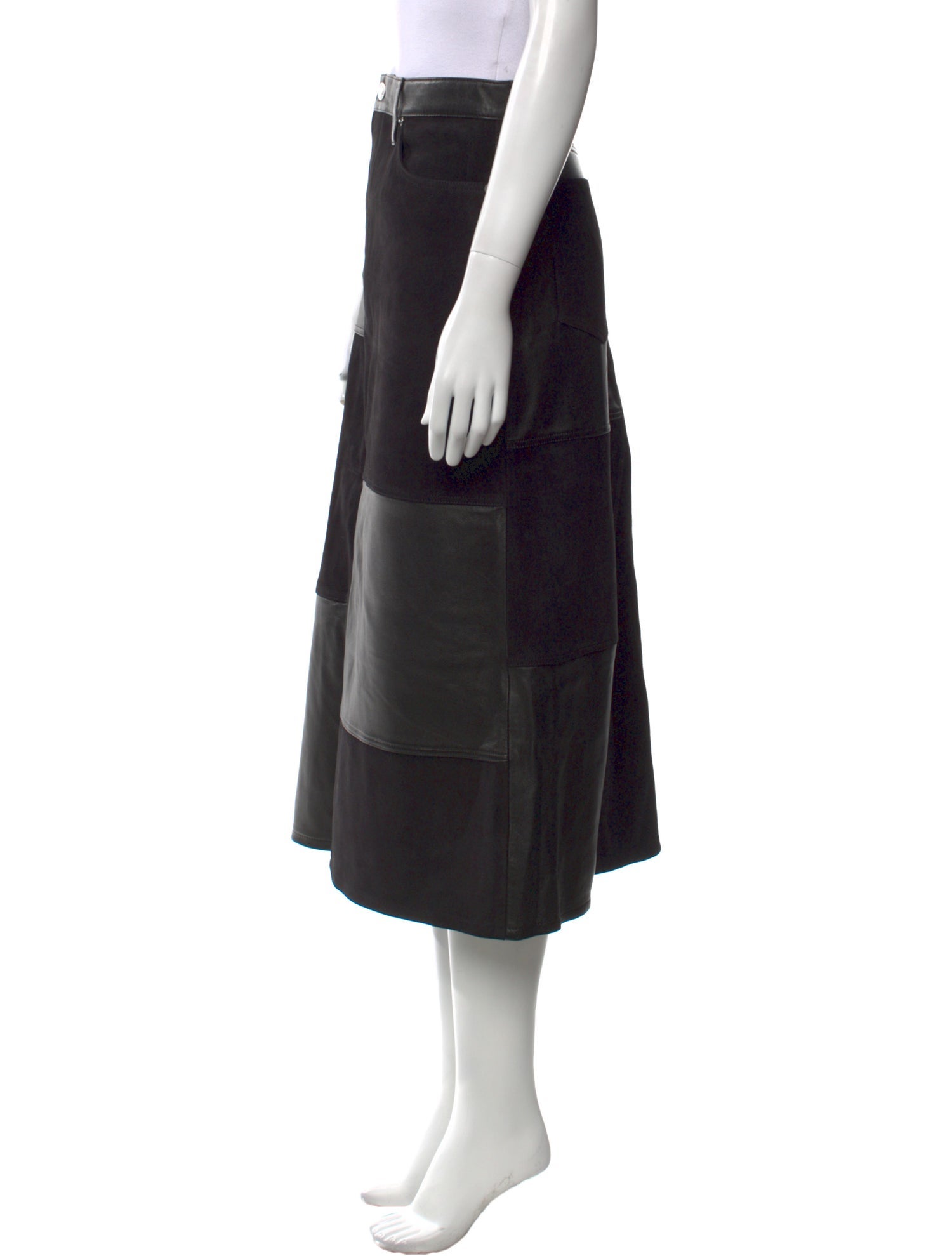 RE/DONE Lamb Leather Midi Length Skirt