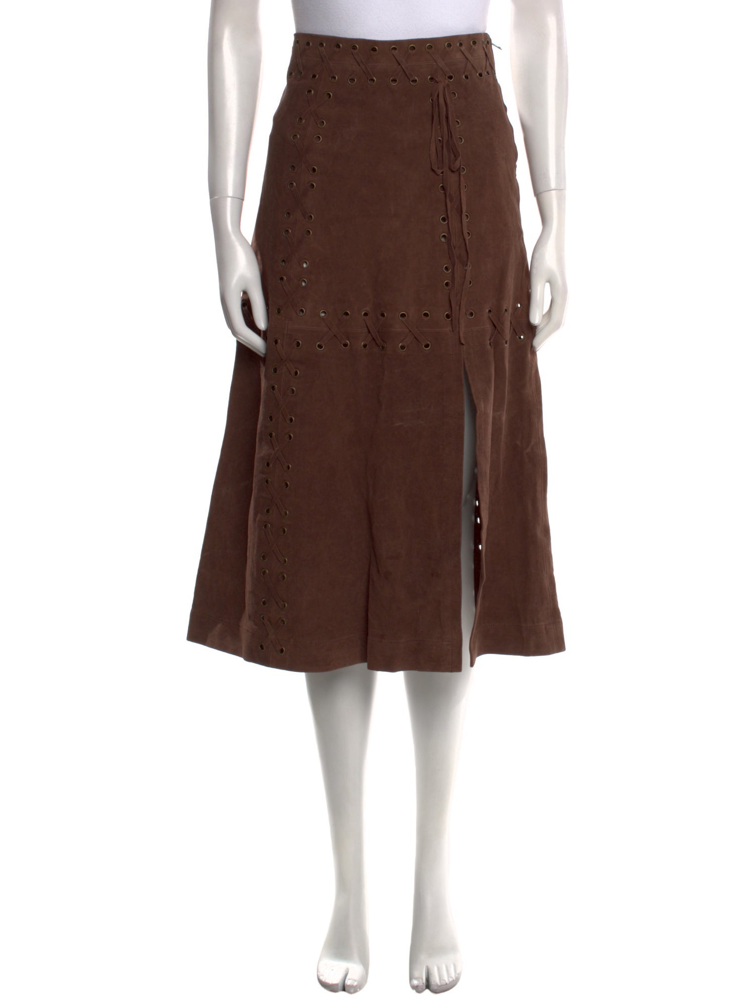 RE/DONE Suede Midi Length Skirt