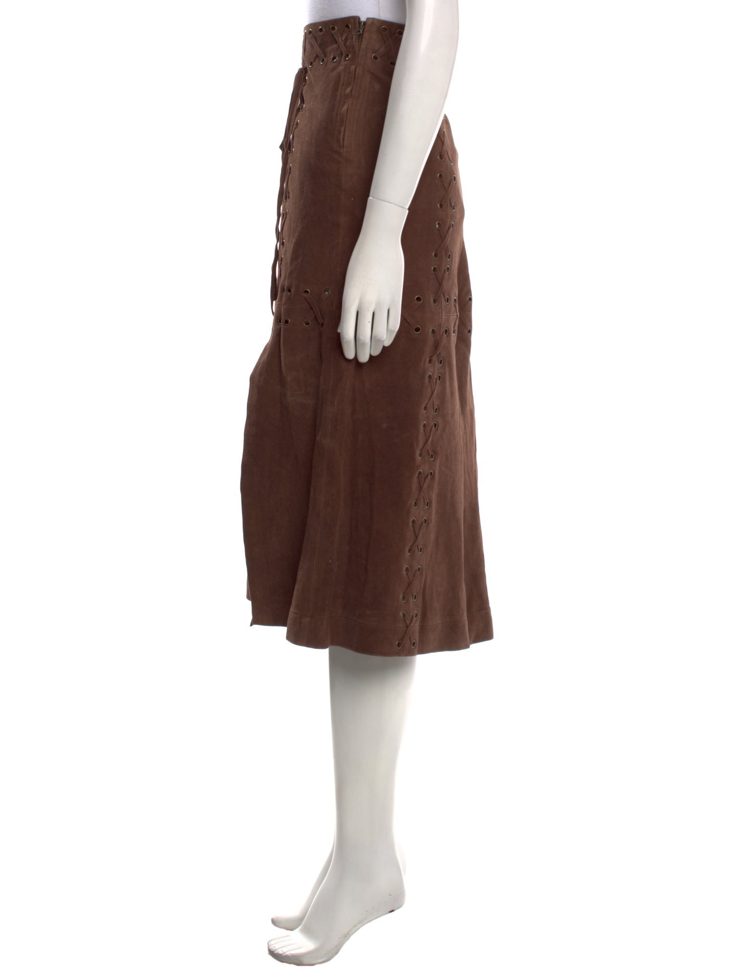 RE/DONE Suede Midi Length Skirt