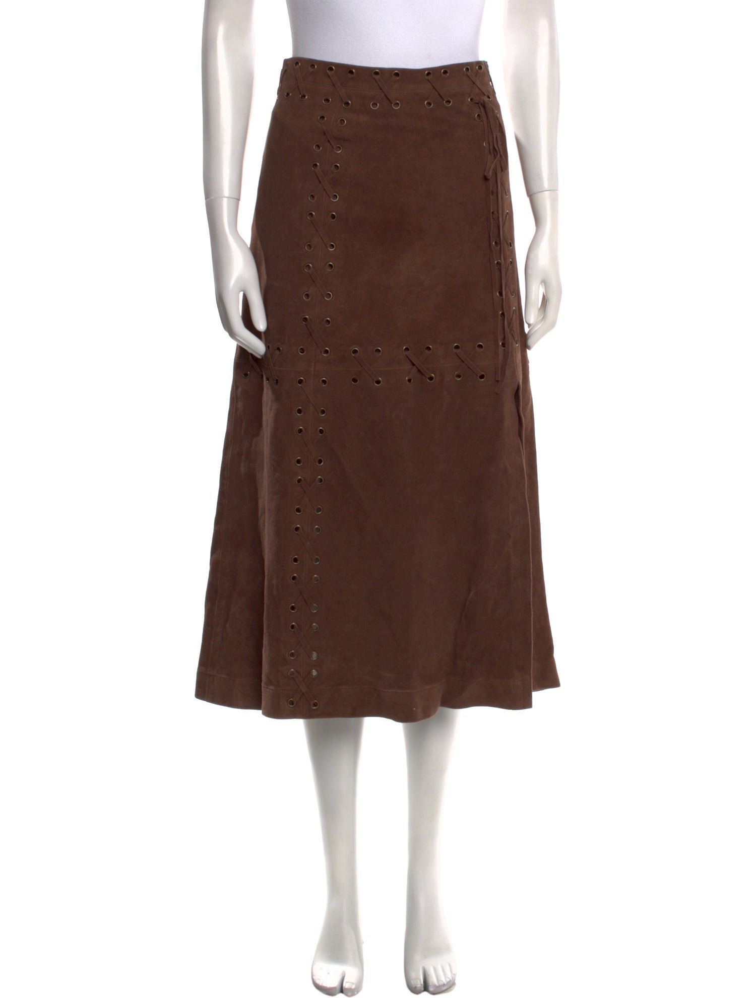 RE/DONE Suede Midi Length Skirt