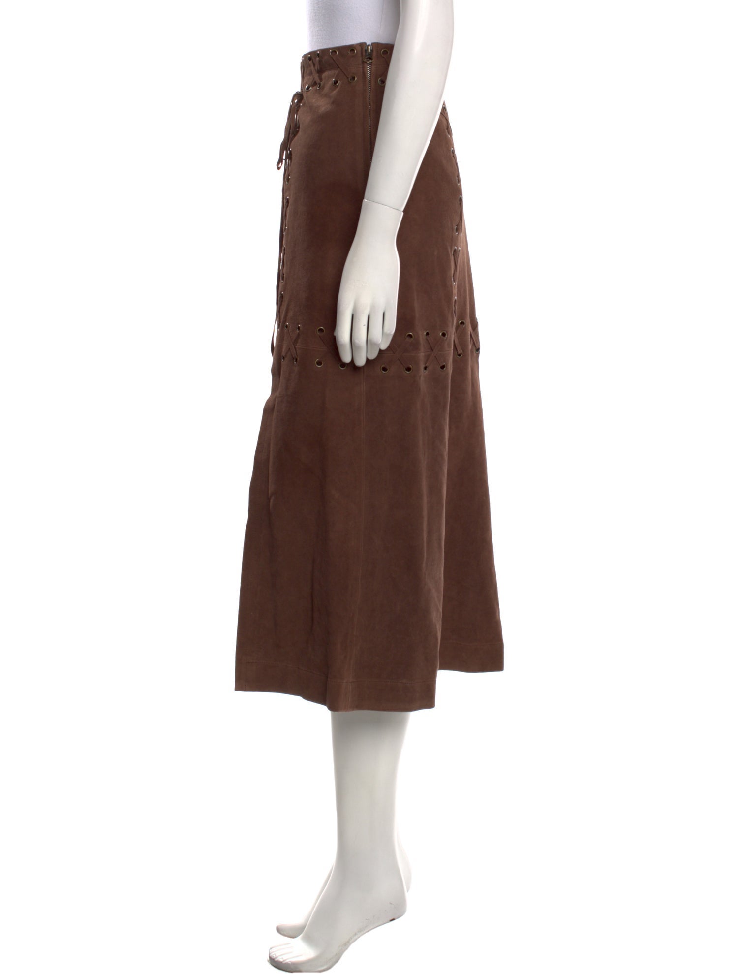 RE/DONE Suede Midi Length Skirt